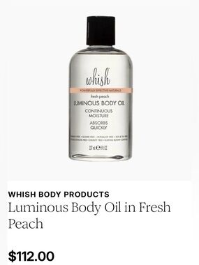whish Luminous Body Oil in Fresh Peach 8 fL oz NEW! Massage oil